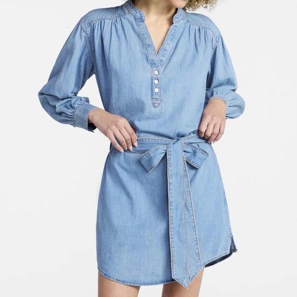 NWT Time and Tru Light Blue Denim Shirt Dress with Tie Belt